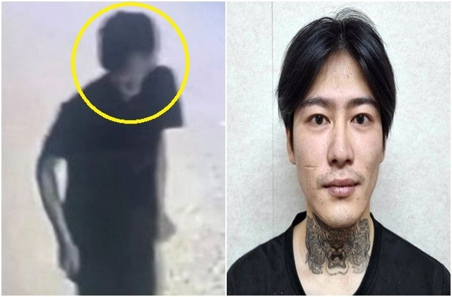 박대성이 지난달 26일 범행 후 웃으며 걸어가는 모습(왼쪽). 검거된 박대성의 머그샷(오른쪽). [YTN 보도화면] [전남경찰청]