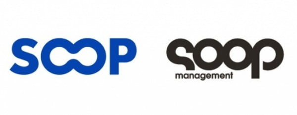 숲(SOOP, 옛 아프리카TV)의 CI(왼쪽)과 매니지먼트 숲의 CI. [각사 홈페이지[