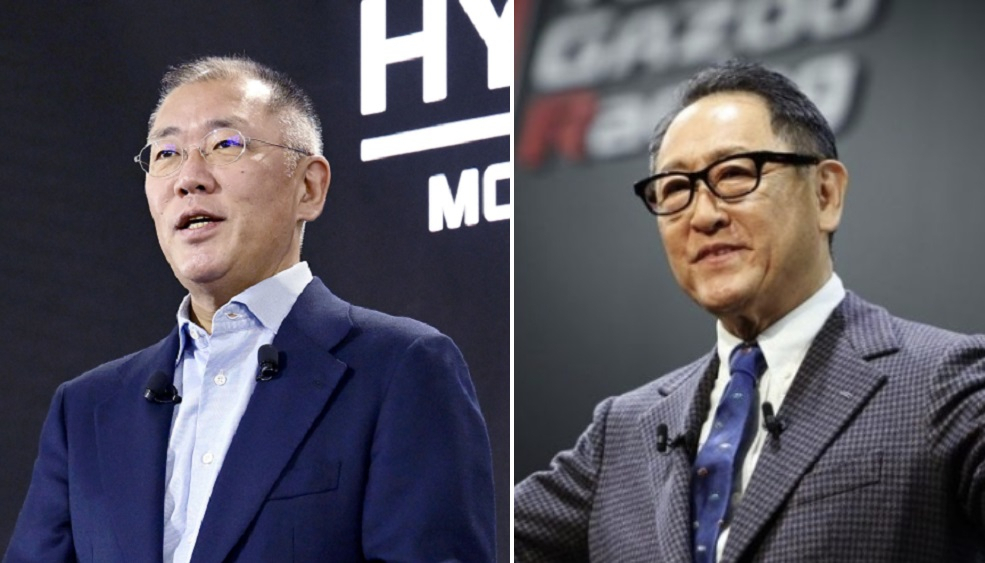 정의선(왼쪽) 현대차그룹 회장과 토요다 아키오 토요타자동차 회장 [각 사 제공]