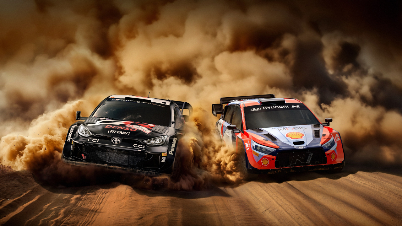 WRC에서 활약 중인 ‘i20 N Rally 1 하이브리드’(오른쪽)와 ‘GR 야리스 랠리 1 하이브리드’. [현대차 제공]