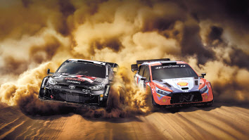 WRC에서 활약 중인 ‘i20 N Rally 1 하이브리드’(오른쪽)와 ‘GR 야리스 랠리 1 하이브리드’[현대차 제공]