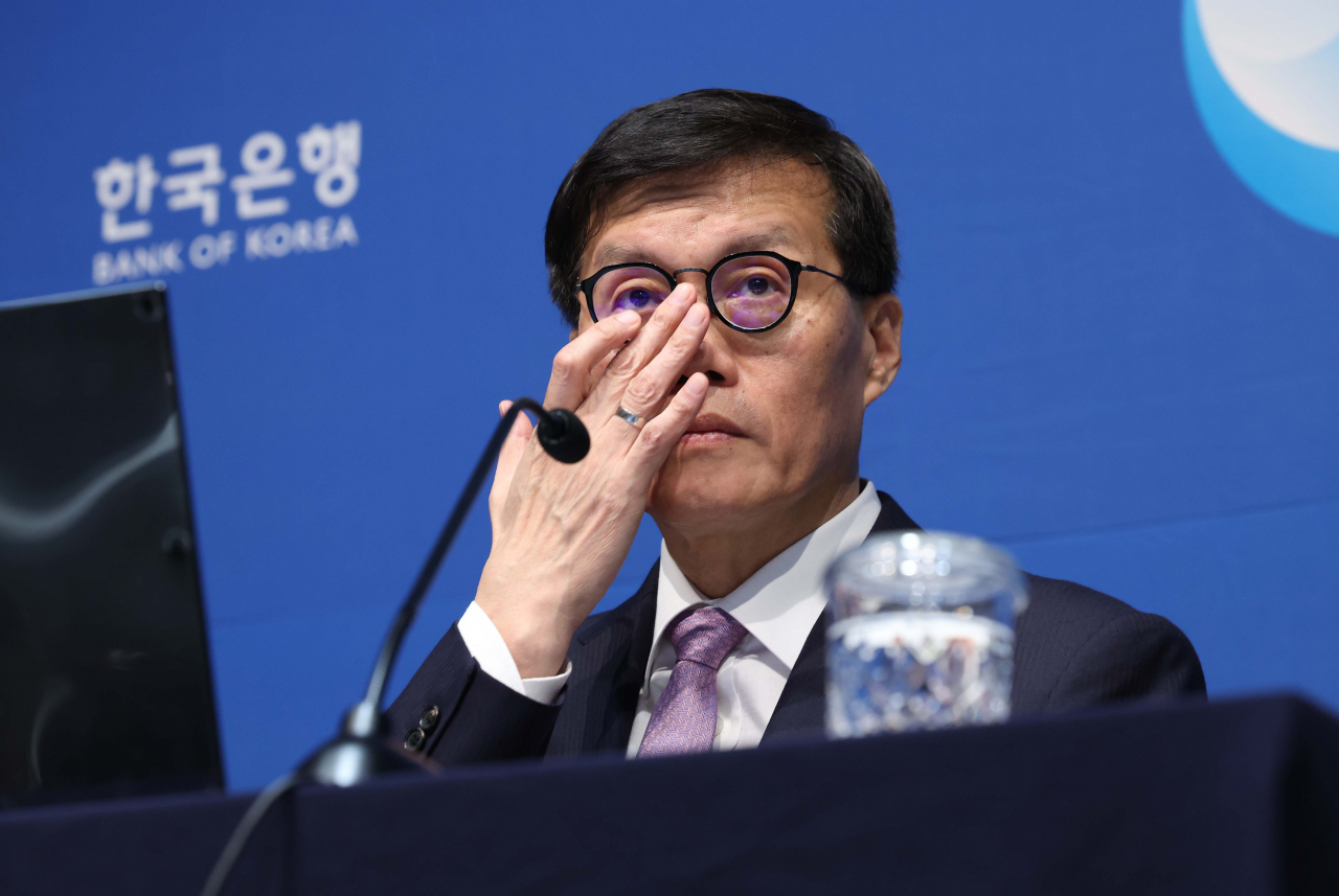 이창용 한국은행 총재가 11일 서울 중구 한국은행에서 열린 금융통화위원회 기준금리 결정에 관한 기자간담회에 참석하고 있다. [연합]