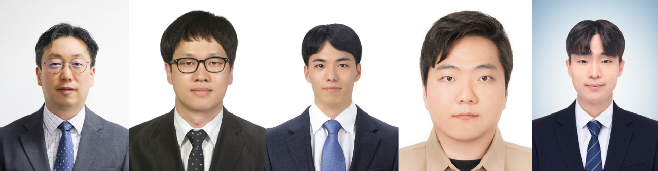 DGIST 이윤구 교수(왼쪽부터), 전북대 임재혁 교수, 서울대 구지우 학생, DGIST 김종윤 박사, 전북대 고명석 박사.[DGIST 제공]