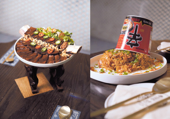호족반 ‘NY호족갈비(왼쪽)’과 ‘컵라면 볶음밥’ [GFFG 제공]