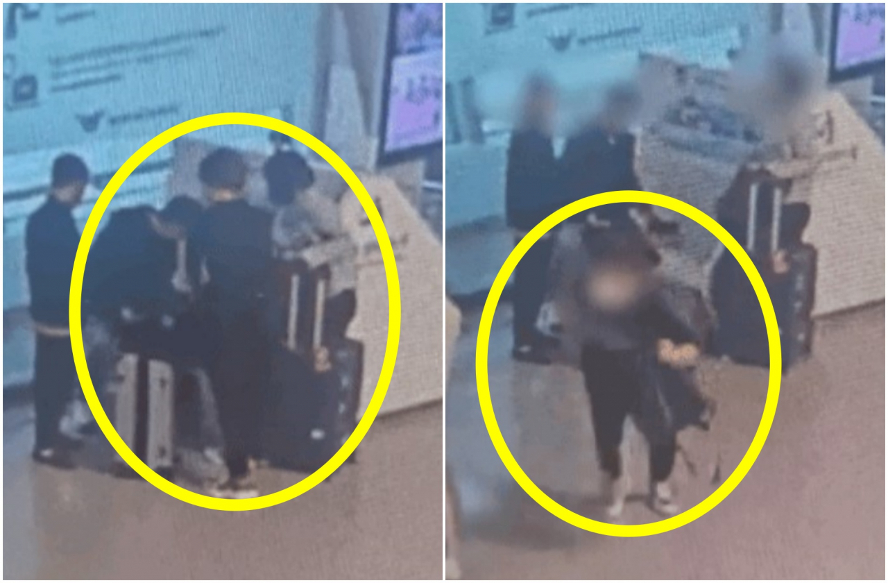 돈 가방 훔쳐 도주하는 중국인. [인천경찰청]