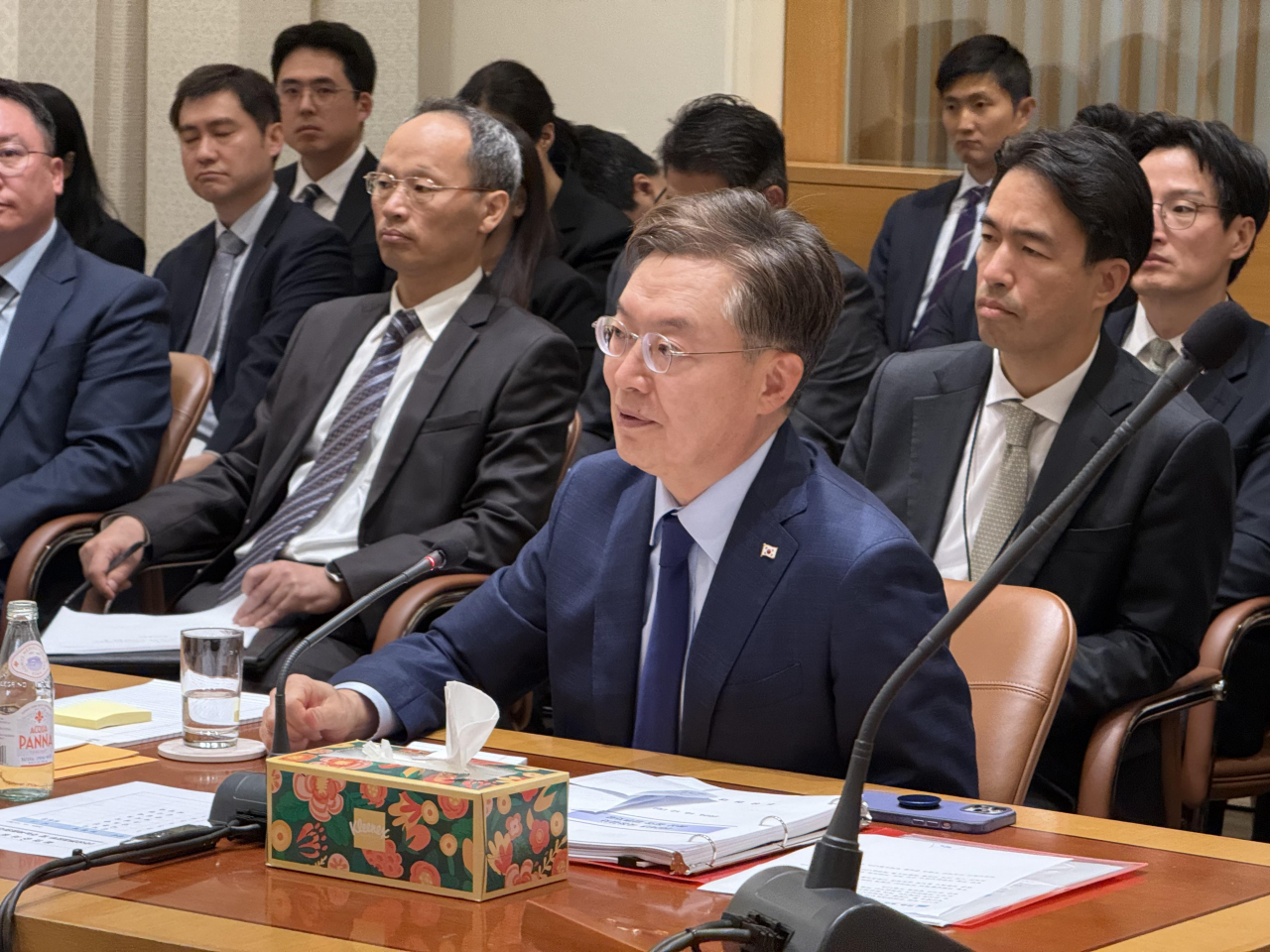 황준국 주유엔 한국대사가 지난 12일(현지시간) 뉴욕 유엔대표부에서 열린 국정감사에서 발언하고 있다. [연합]