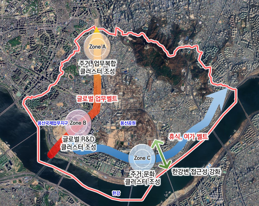 용산구 경부선·경원선 철도지하화 및 상부부지 개발 기본구상(안) [용산구 제공]