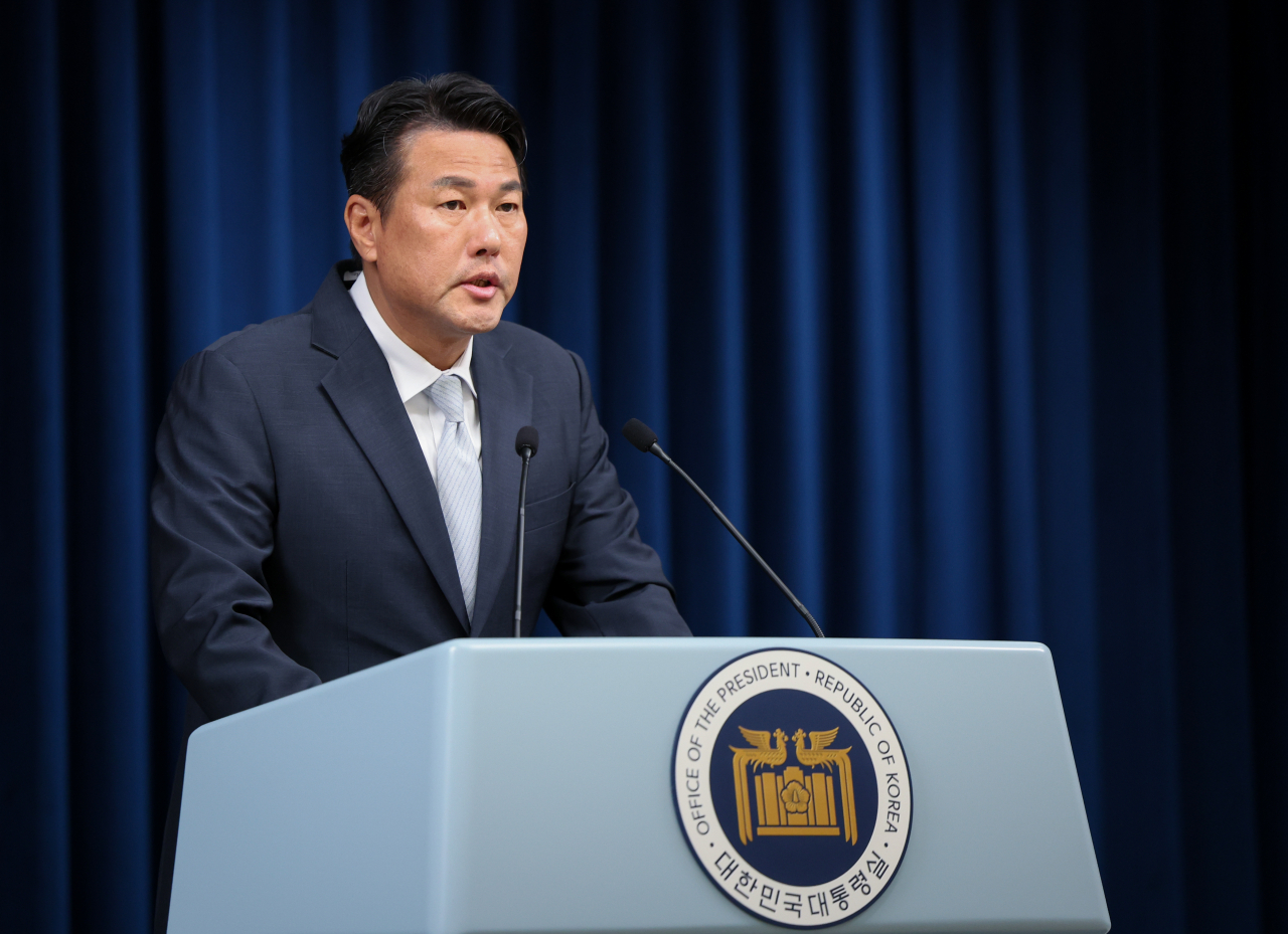 김태효 국가안보실 제1차장이 22일 서울 용산 대통령실 청사에서 북한군의 러시아 파병 등 현안에 관해 브리핑하고 있다. [연합]