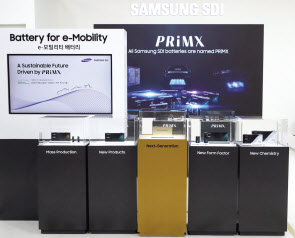‘2024 대한민국 미래모빌리티엑스포’삼성SDI 부스에 전시된 PRiMX 배터리 라인업