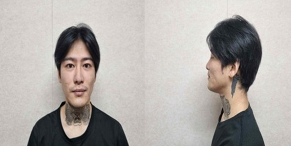 신상공개 된 피고인 박대성의 전면 사진과 측면 사진.