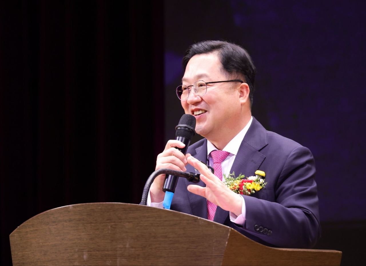 이장우 대전시장이 지난 24일 대전시청 대강당에서 개최한 ‘제28회 대전광역시 보육인대회’에서 인삿말을 하고 있다.
