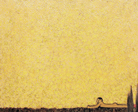 ]김병종, 송화분분-12세의 자화상, 2004-2017, 180x220㎝, 패널에 혼합재료 [국립현대미술관]