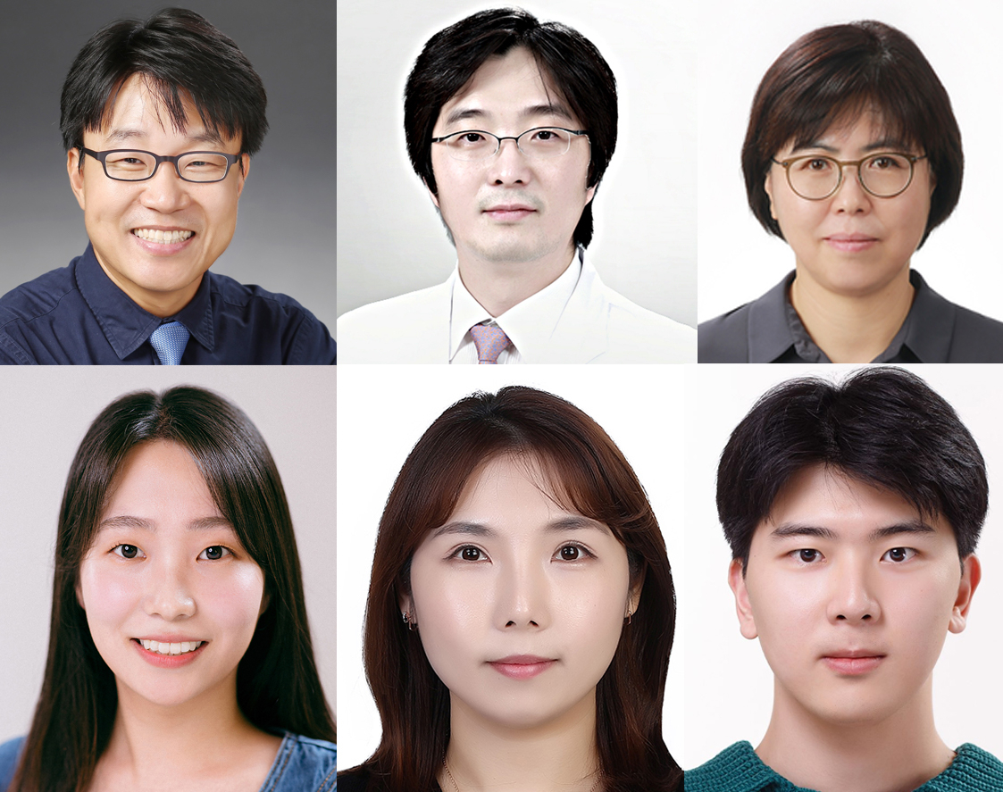 박한수(윗줄 왼쪽부터) GIST 교수, 이세훈 삼성서울병원 교수, 황금숙 한국기초과학지원연구원 부원장, 김수정(아랫줄 왼쪽부터) GIST 학생, 이주은 한국기초과학지원연구원 박사, 김윤재 GIST 학생.[GIST 제공]