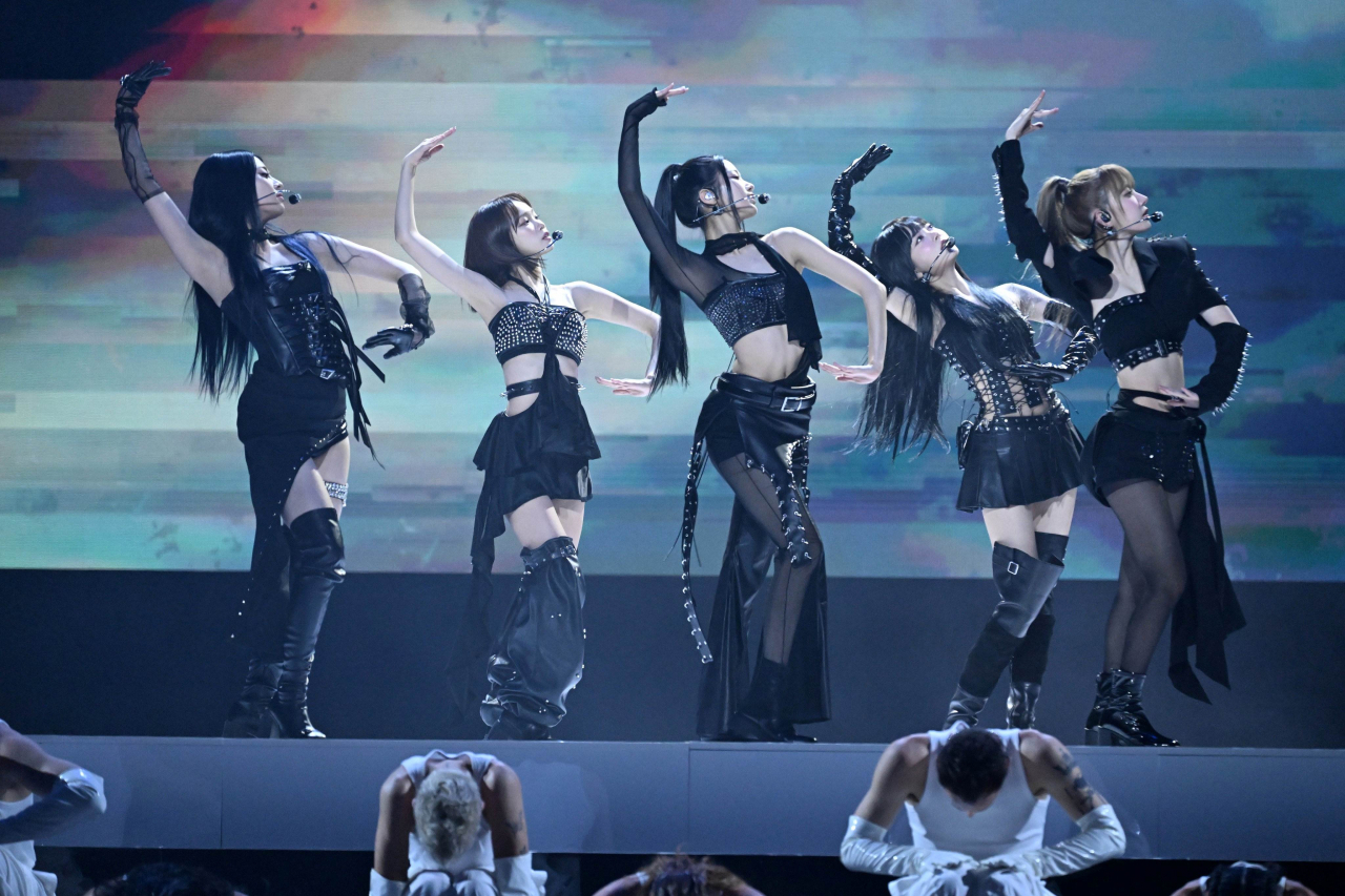 Le Sserafim perform at the 2024 MTV EMA held at Manchester’s Co-op Live Arena on Sunday (MTV EMA)