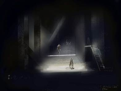 이태섭 무대미술가가 디자인한 조승우 주연의 연극 ‘햄릿’ [T space 제공]