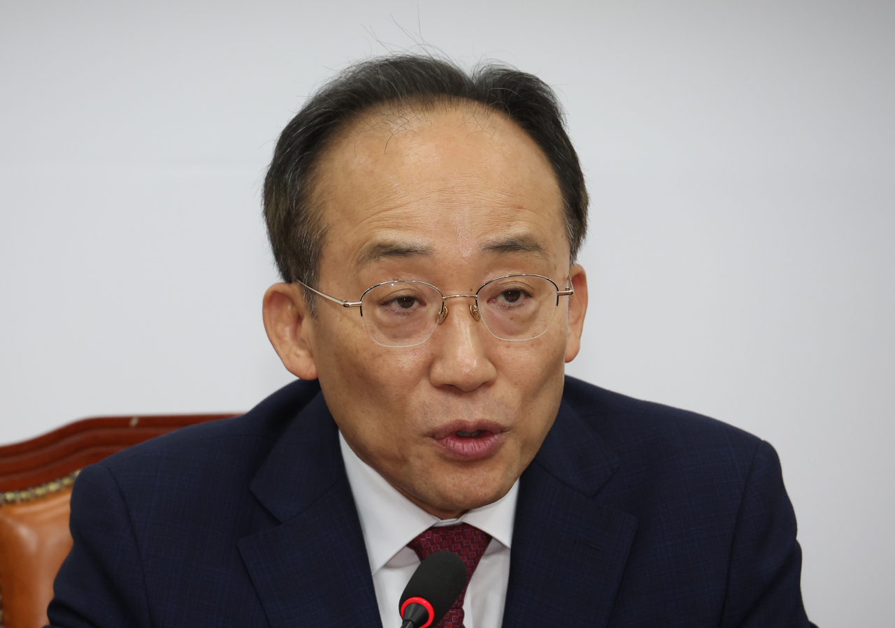 추경호 국민의힘 원내대표가 14일 국회에서 열린 최고위원회의에서 발언을 하고 있다. [연합]