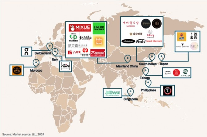 2023년 6월~2024년 6월 홍콩 진출 주요 F&B 브랜드 [JLL 제공]