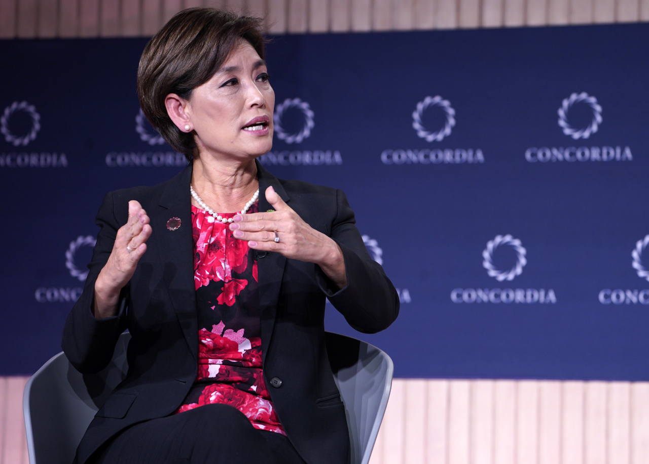 Representative (CA-40), US House of Representatives T.H. Young Kim speaks onstage during the 2023 Concordia Annual Summit at Sheraton New York on Sept. 18, 2023 in New York City.