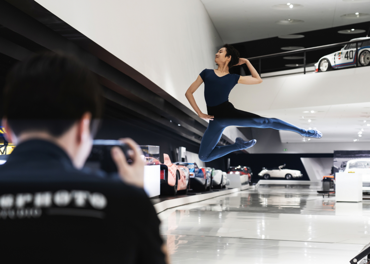 A ballet student poses for a photo at the Porsche Museum in Germany (Porsche Korea)