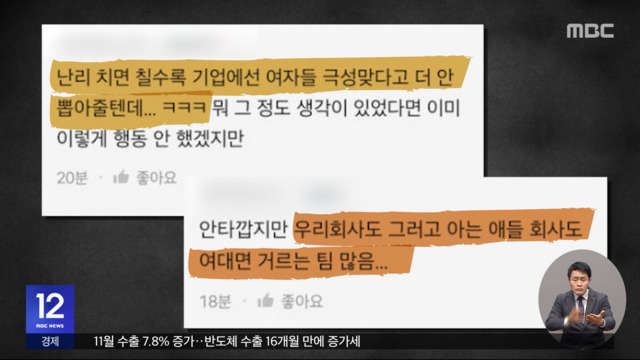 여대 차별과 관련해 온라인 커뮤니티에 올라온 글