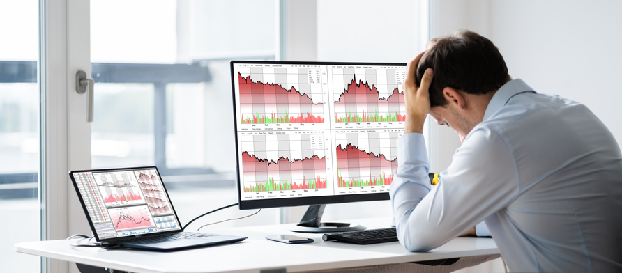 Financial Loss Data. Businessman With Stock Loss