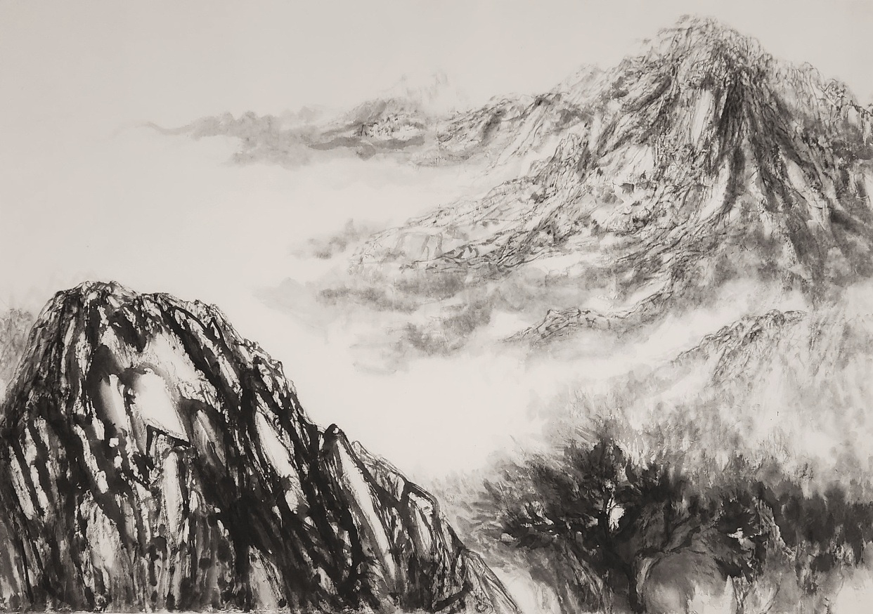 박차분,  운해,  종이에 수묵,  148×210cm,  2024