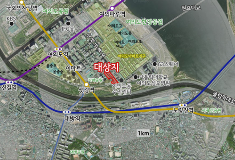 여의도 진주아파트 대상지 위치도 [서울시]