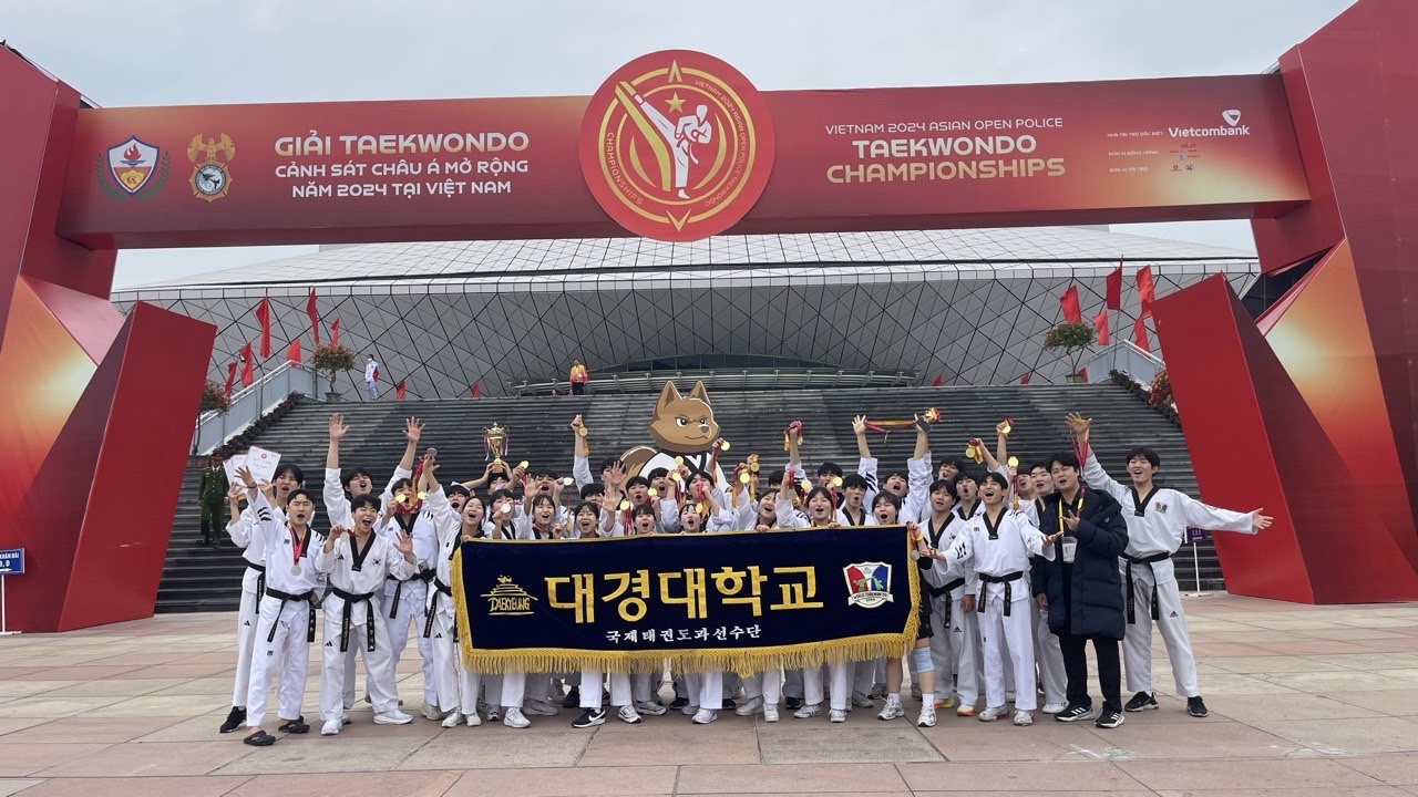 대경대 태권도과가 최근열린 ‘2024 베트남 아시안 오픈 경찰 태권도 선수권 대회’에서 금, 은, 동 65개의 메달을 싹슬이 했다.[대경대 제공]