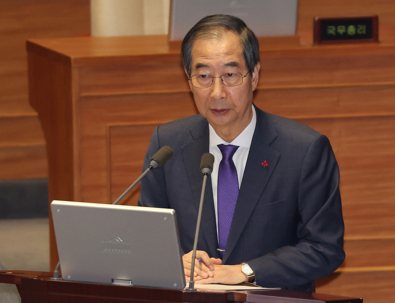 답변하는 한덕수 국무총리