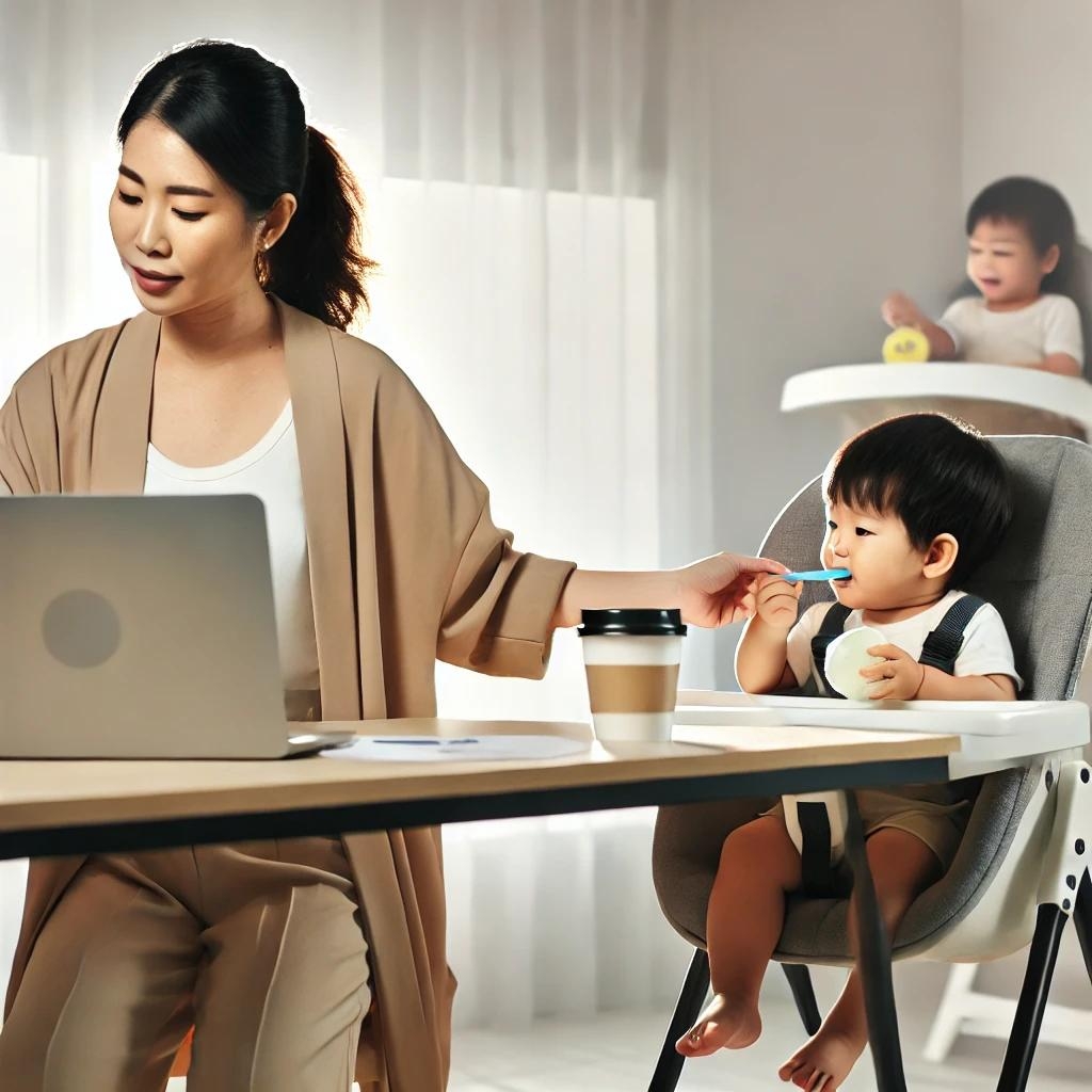 Work-family balance differly significantly among Korean women across different age groups. (Image generated by OpenAI's DALL-E)