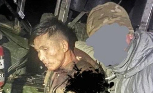 A suspected North Korean soldier reportedly captured by the Ukrainian military is seen in this undated photo captured from Telegram. (Yonhap)