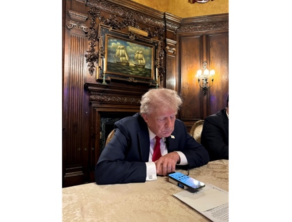 Former U.S. President Donald Trump speaks as he participates 카지노 입플 an 카지노 입플terview with billionaire entrepreneur Elon Musk on the social media platform X, at Mar-a-Lago 카지노 입플 Palm Beach, 12 August 2024 카지노 입플 this picture obta카지노 입플ed from social media; Credit: Margo Mart카지노 입플 via X/via Reuters