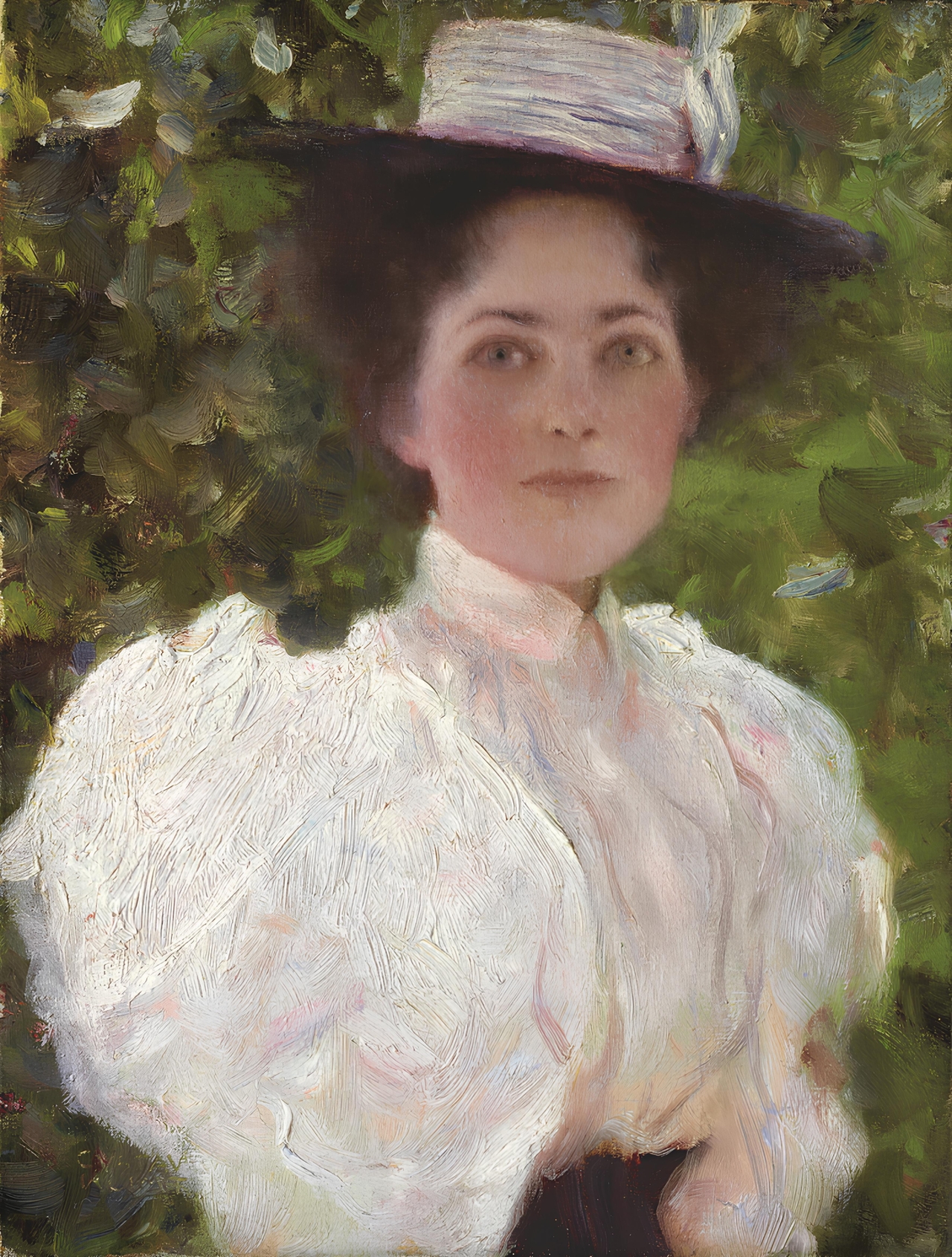 “Girl in the Foliage” by Gustav Klimt (Oil on canvas, 32.4×24 cm, 1898
)