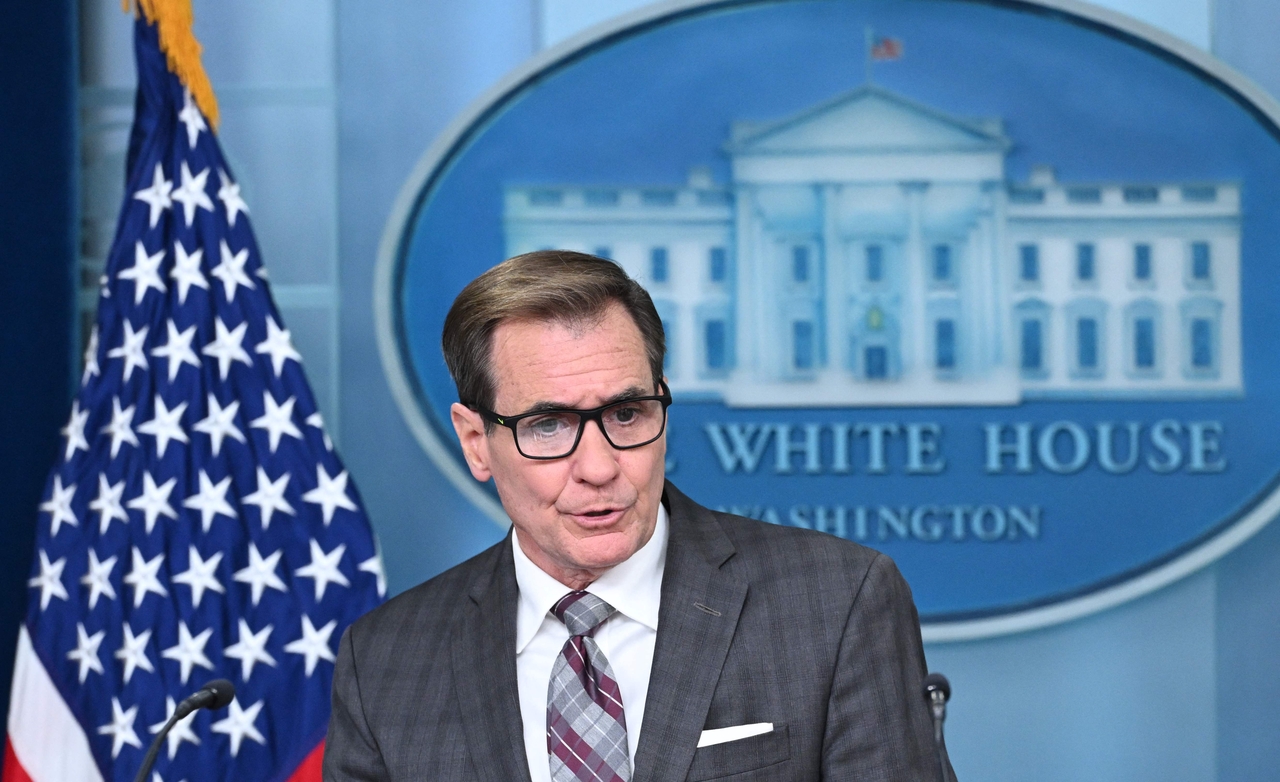 National Security spokesman John Kirby speaks during the daily briefing at the Brady Briefing Room of the White House in Washington, DC, on Oct. 23, 2024. (AFP-Yonhap)