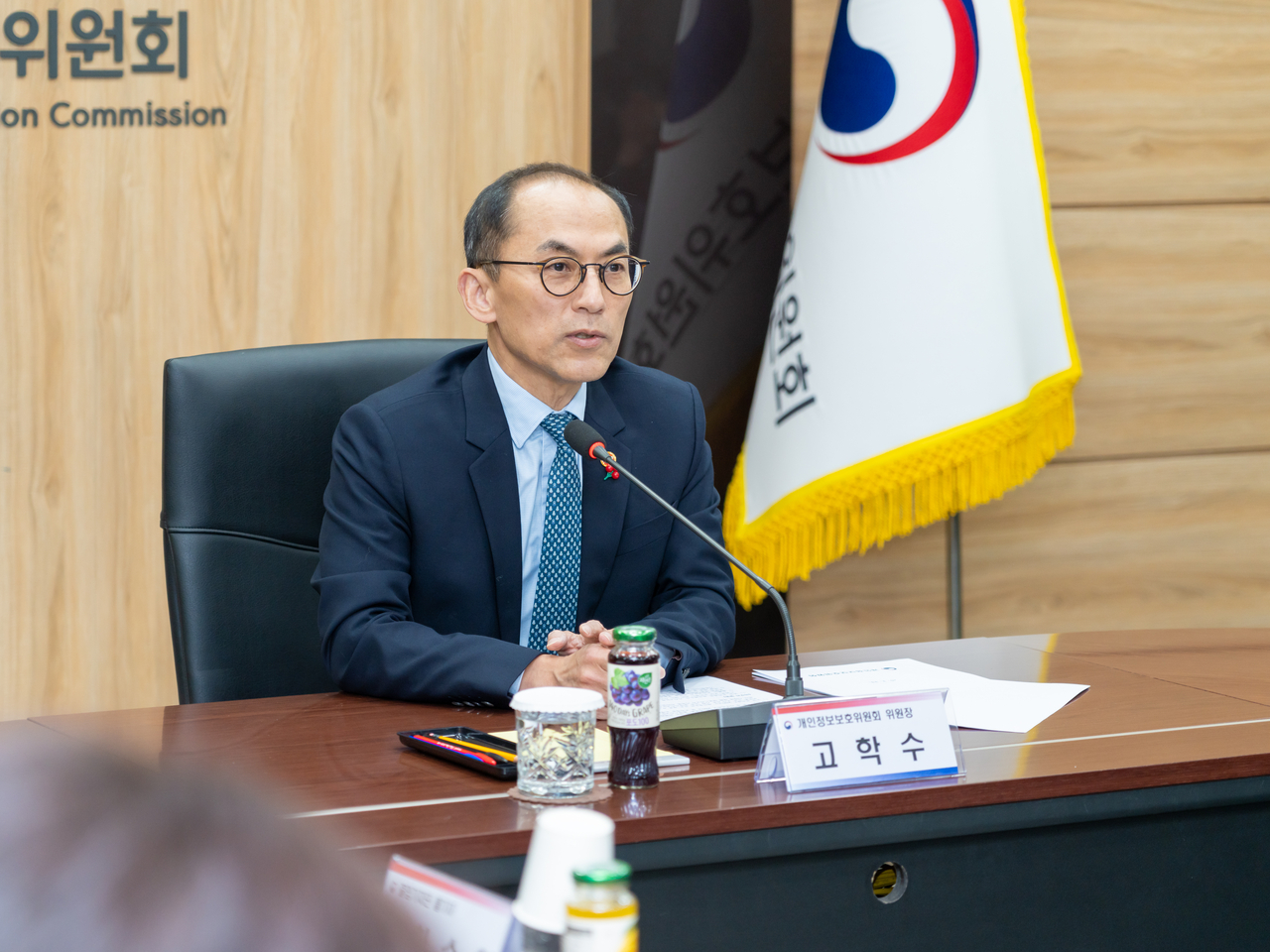 고학수 개인정보보호위원회 위원장이 16일 오후 서울 종로구 정부서울청사에서 개최된 출입기자단 정례브리핑에서 인사말씀을 하고 있다. [개인정보보호위원회 제공]