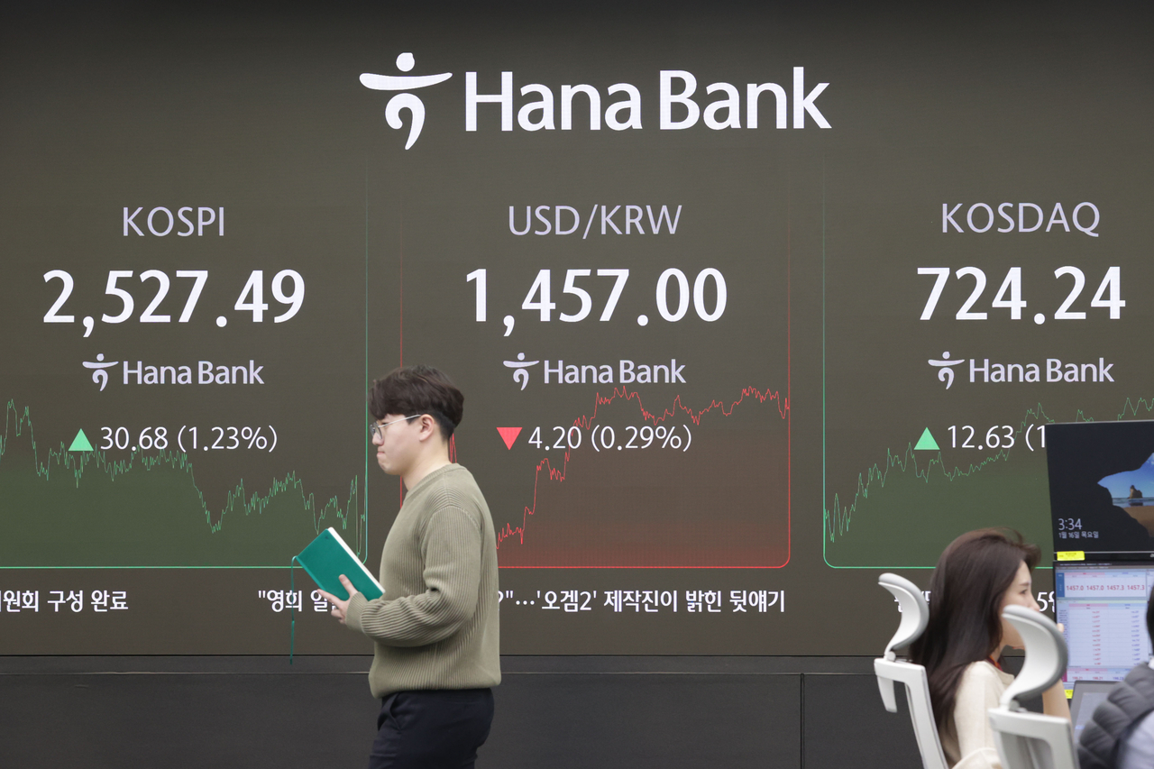 This photo shows a dealing room of Hana Bank in Seoul on Thursday (Yonhap)
