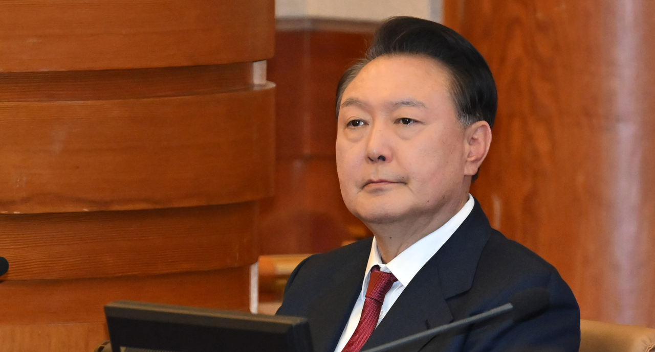 President Yoon Suk Yeol attends the fourth hearing of his impeachment trial at the Constitutional Court in Seoul, in this file photo taken Jan. 23, over his short-lived imposition of martial law in December. (Yonhap)