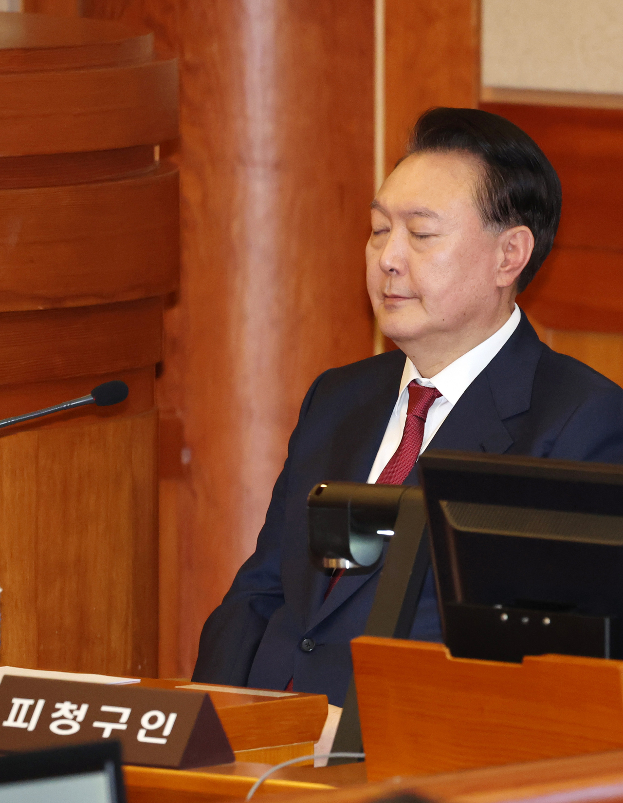 President Yoon Suk Yeol is seen at the impeachment trial on Jan. 23 at the Constitutional Court in Seoul. (Pool photo via Yonhap)