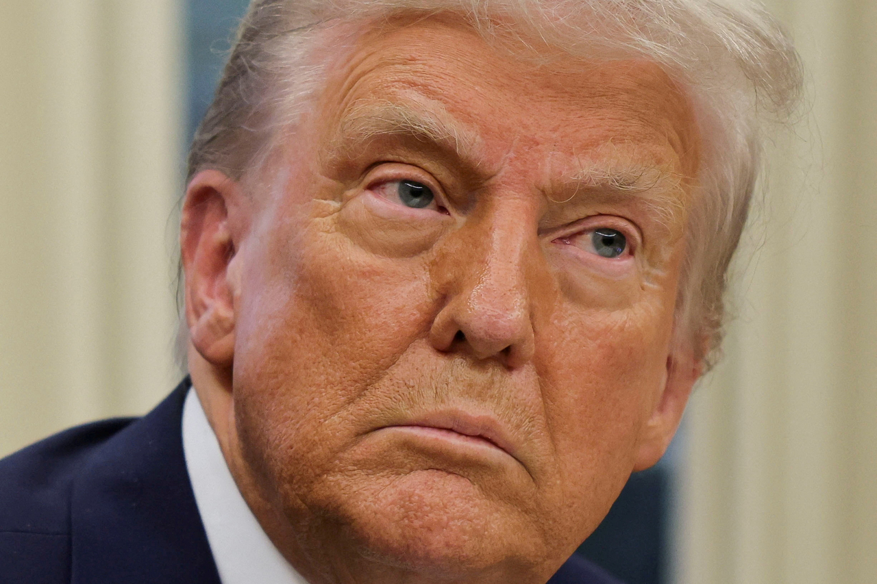 US President Donald Trump looks on, in the Oval Office at the White House in Washington, US, Friday. (Reuters-Yonhap)