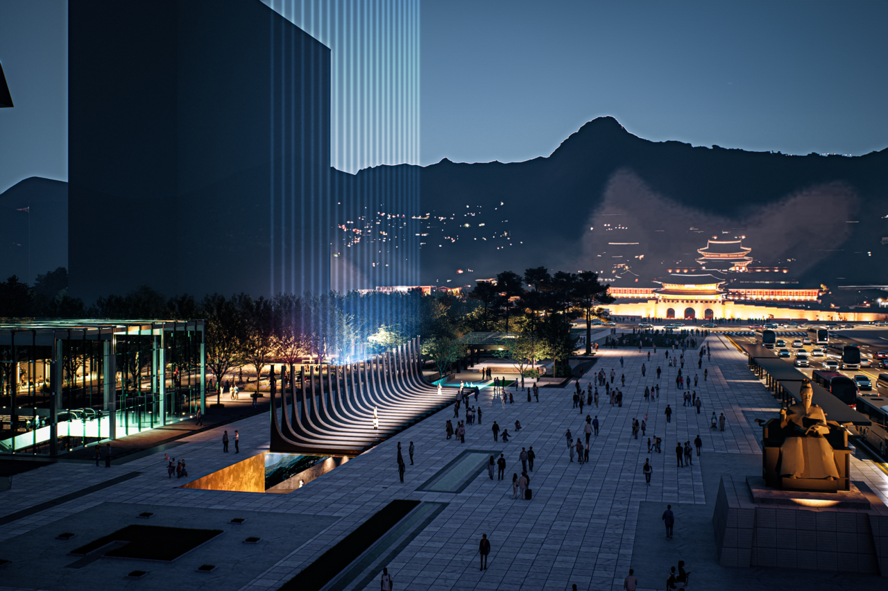 A rendering of the Garden of Gratitude, featuring the Light of Gratitude 22 sculptures that aim to honor the 22 countries that took part in the 1950-53 Korean War, in Gwanghwamun Square, central Seoul (Seoul Metropolitan Government)