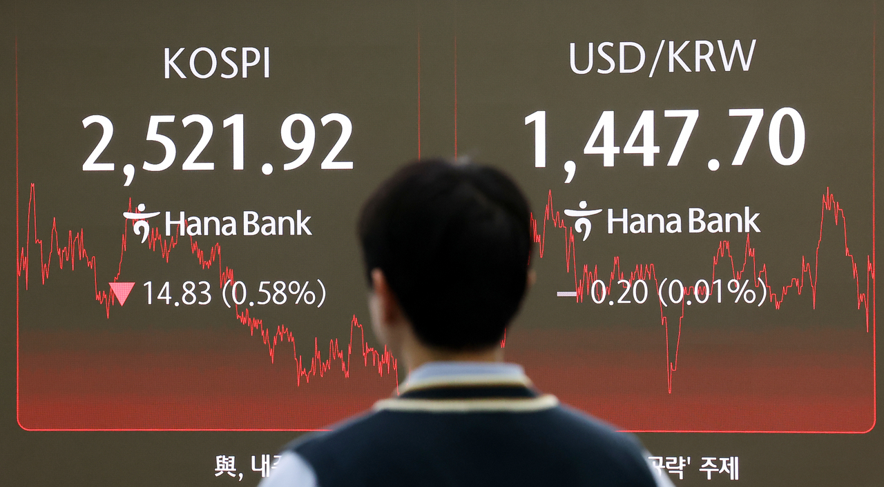 This photo shows a Hana Bank dealing room in Seoul on Friday. (Yonhap)