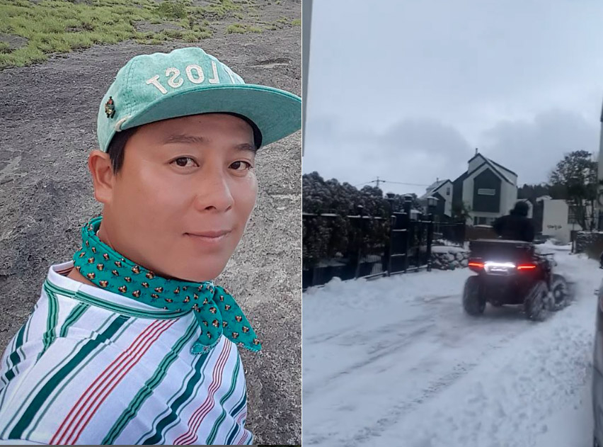가수 이재훈이 제주에서 제설 작업을 하는 모습. [이재훈 인스타그램·스레드 캡처]