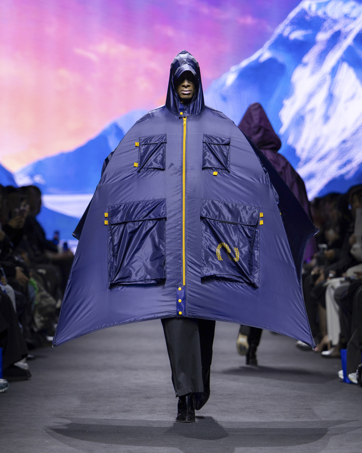Model wears outfits from LIE's collection at 2025 fall-winter Seoul Fashion Week at Dongdaemun Design Plaza in Seoul on Feb. 7. (The Opening)