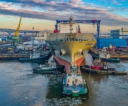 This photo shows Philly Shipyard, a US shipyard that the South Korean conglomerate has acquired. (Hanwha Group)