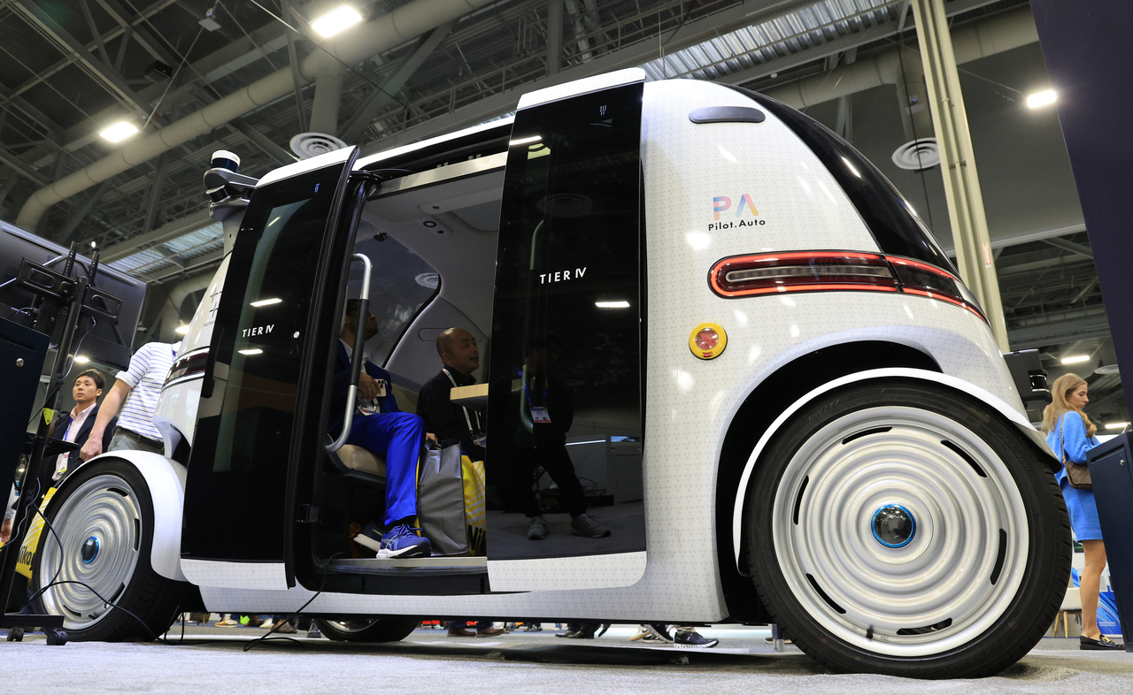 This file photo taken Jan. 9 shows an autonomous car showcased at CES in Las Vegas. (Yonhap)