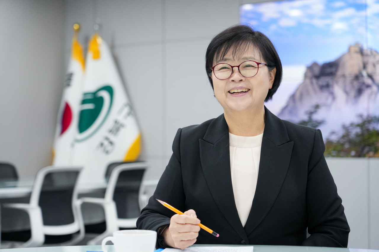 이순희 서울 강북구청장이 지난 12일 헤럴드경제와 인터뷰를 하고 있다.  [강북구 제공]