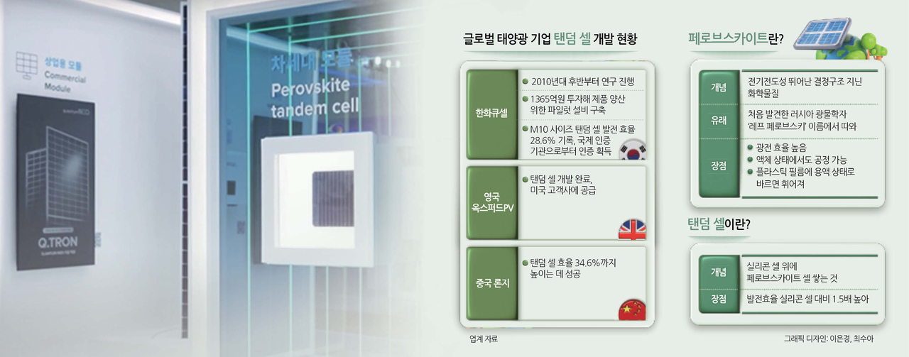 지난해 4월 대구에서 열린 국제그린에너지엑스포에서 한화큐셀이 전시한 탠덤 셀  [한화큐셀 제공]