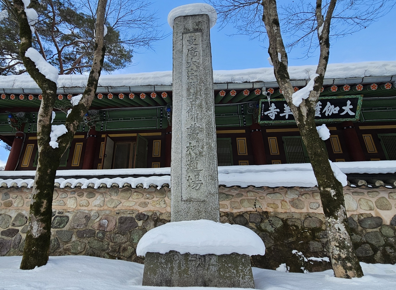 만암대종사비. 비좌에는 ‘이뭣고’가 새겨져 있다.