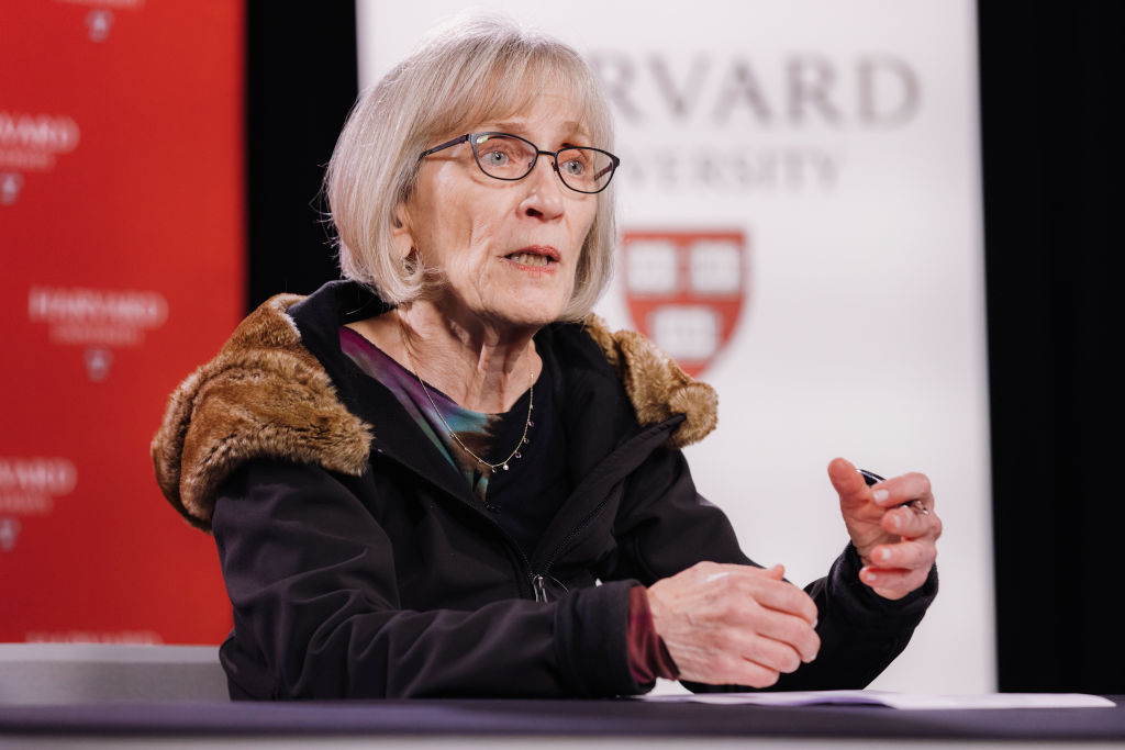 Harvard economist Claudia Goldin speaks at a press conference on Oct. 9, 2023, after being awarded the Nobel Prize in Economic Sciences for her research on women’s labor market outcomes. (Getty Images)