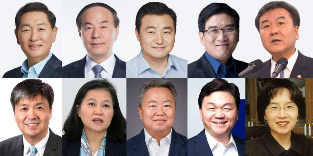 삼성전자 이사회는 신규 사내이사 후보에 전영현 부회장과 송재혁 사장, 신규 사외이사 후보에 이혁재 서울대 교수를 추천했다. 윗줄 왼쪽부터 삼성전자 한종희 부회장, 전영현 부회장, 노태문 사장, 송재혁 사장(이상 사내이사), 신제윤 전 금융위원장. 아랫줄 왼쪽부터 이혁재 서울대 교수, 유명희 전 통상교섭본부장, 김준성 싱가포르대국립대 최고투자책임자(CIO), 허은녕 서울대 교수, 조혜경 한성대 교수.